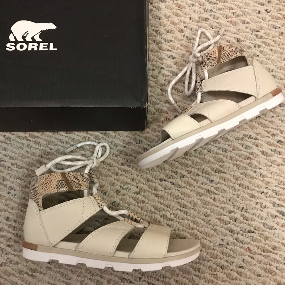 🆕 SOREL x Anthropologie cream leather sandals - Picture 3 of 8